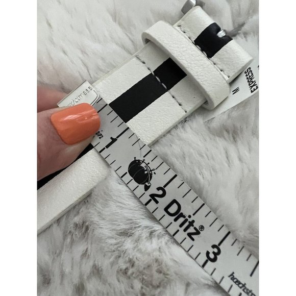 EXPRESS Belt Women’s White Navy Striped Preppy Classic Boho Size Medium - Picture 3 of 5